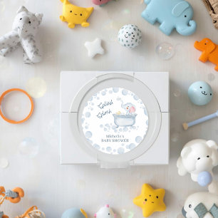 Blue Bubble Bath Animal Baby Shower Classic Round Sticker