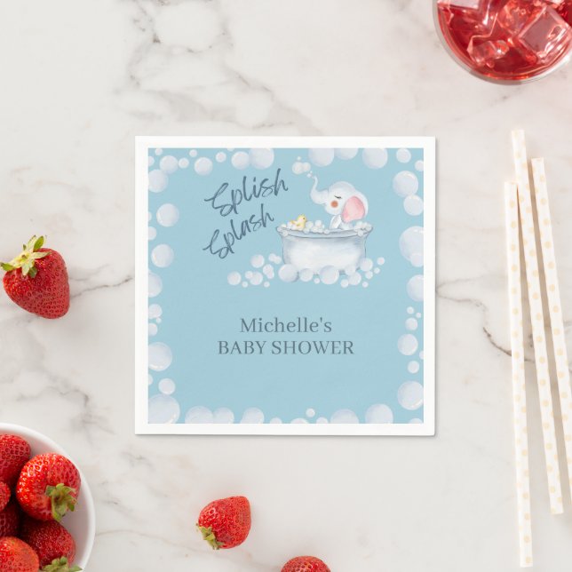 Blue Bubble Bath Animal Baby Shower Napkins (Insitu)
