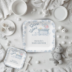 Blue Bubble Bath Animal Baby Shower Paper Plates