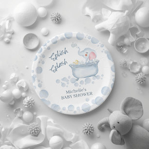 Blue Bubble Bath Animal Baby Shower Paper Plates