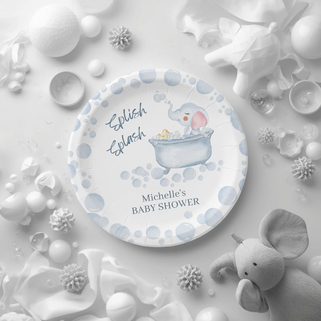 Blue Bubble Bath Animal Baby Shower Paper Plates (Creator Uploaded)