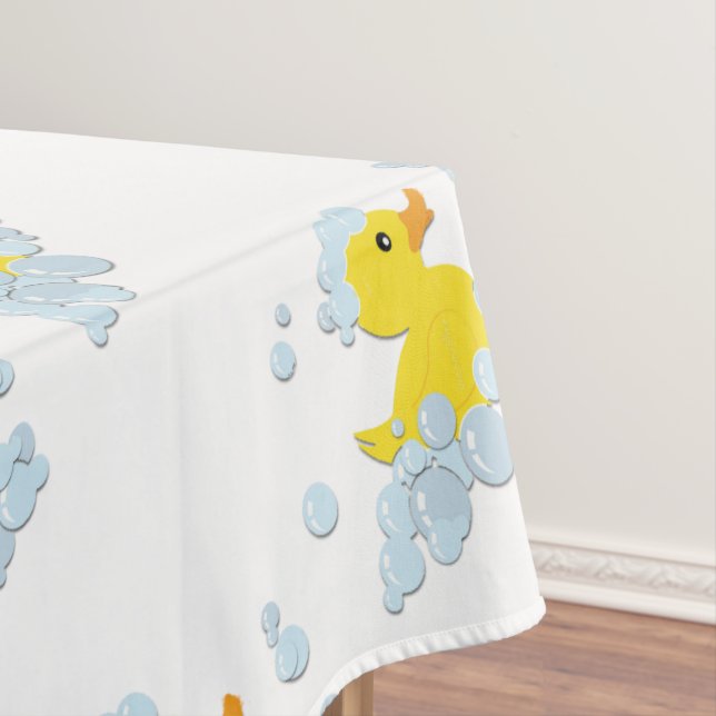 Blue Bubble Bath Baby Tablecloth (In Situ)