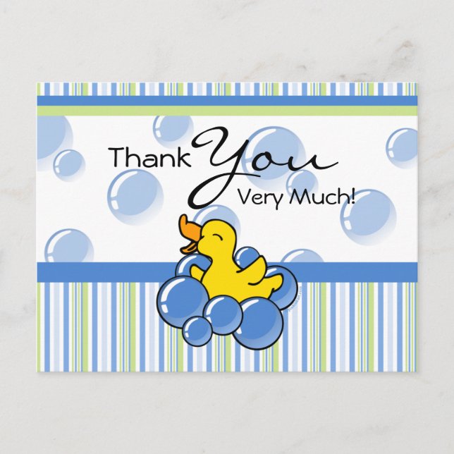 Blue Bubble Ducky Thank You Cards (Front)