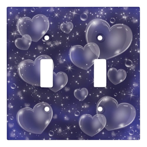 Blue Bubble Hearts Cute Girly 90s Style Light Switch Cover