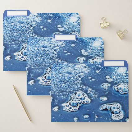 Blue Bubble Ice and Water Abstract File Folder Set