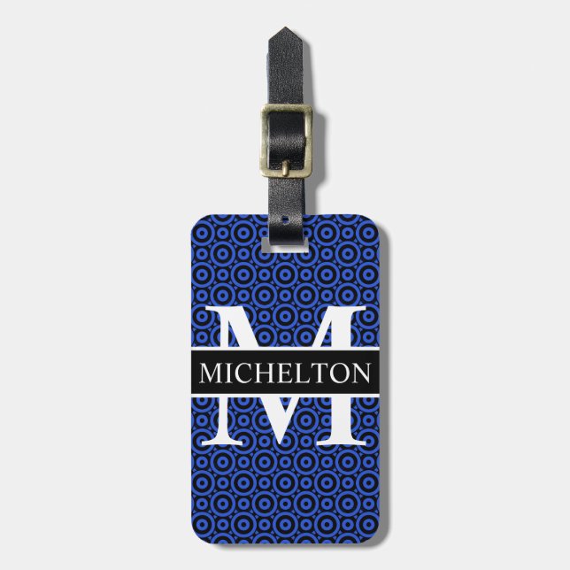 Blue Bubble Personalized Luggage Tag (Front Vertical)