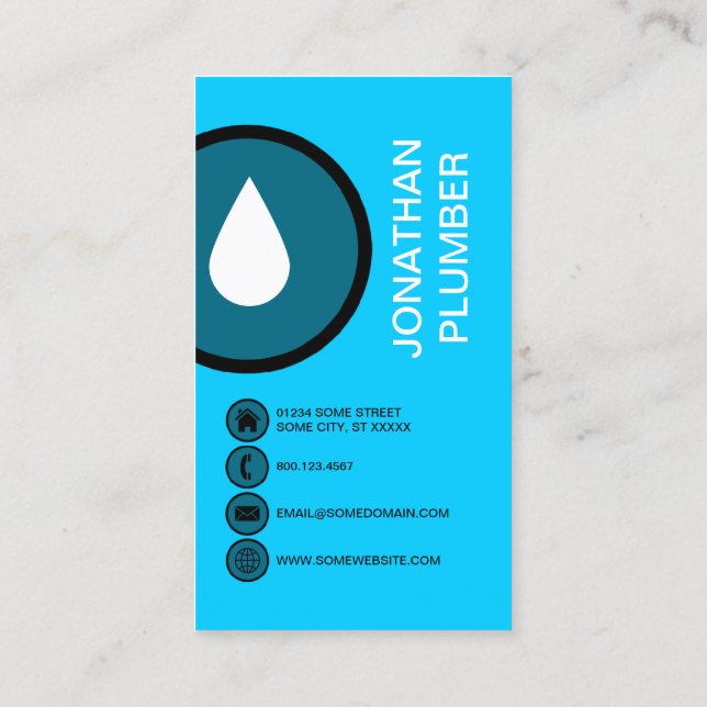 blue bubble WATER DROP Business Card (Back)