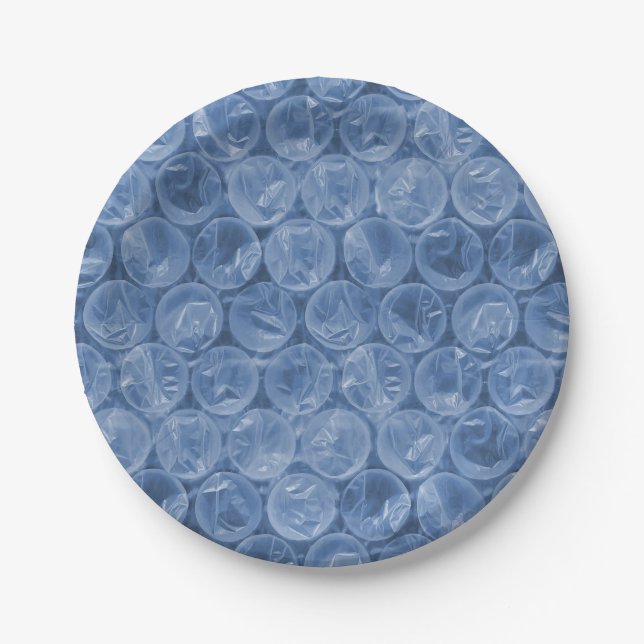 Blue bubble wrap paper plates (Front)
