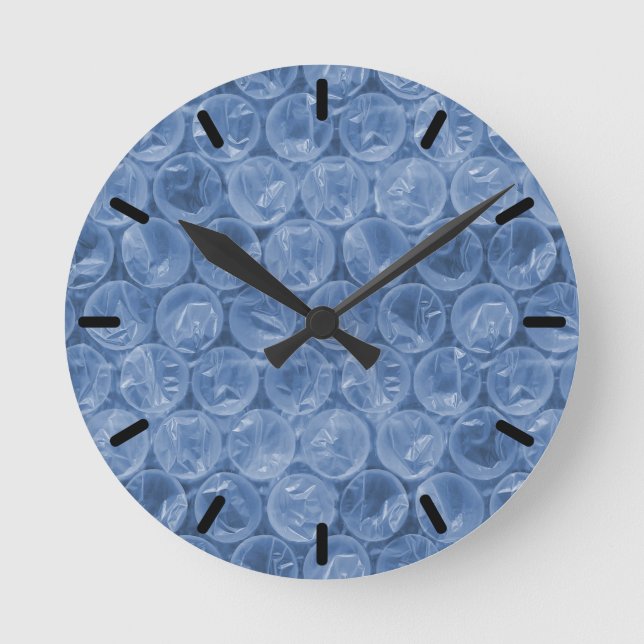 Blue bubble wrap round clock (Front)