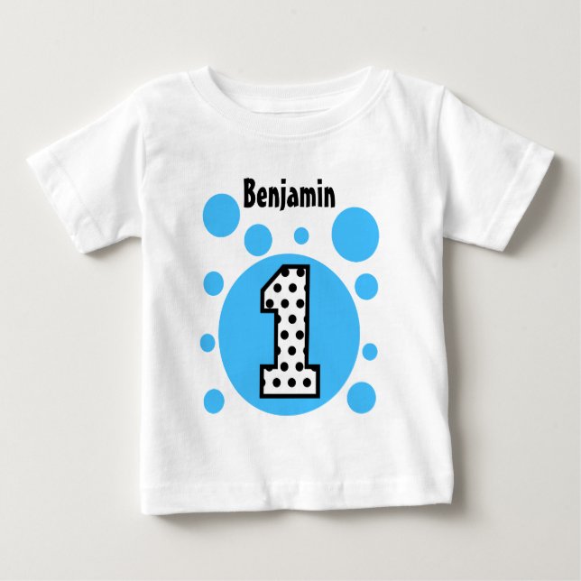 BLUE BUBBLES 1st Birthday One Year Old Gift Baby T-Shirt (Front)
