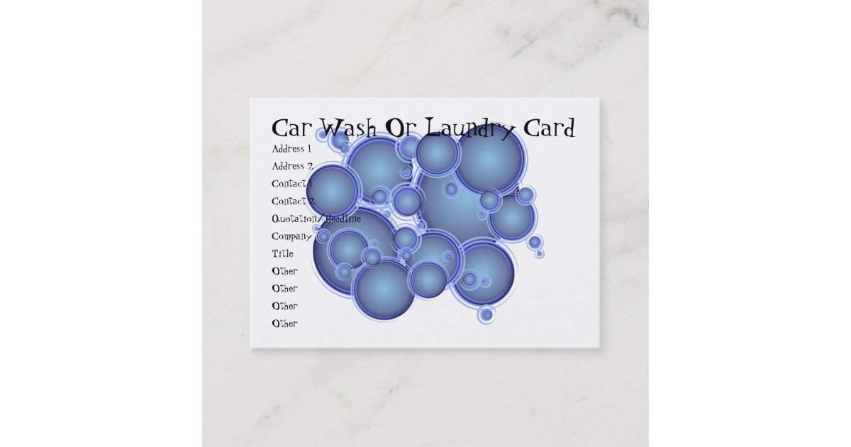 Blue Bubbles Car Wash Or Laundry Card Zazzle