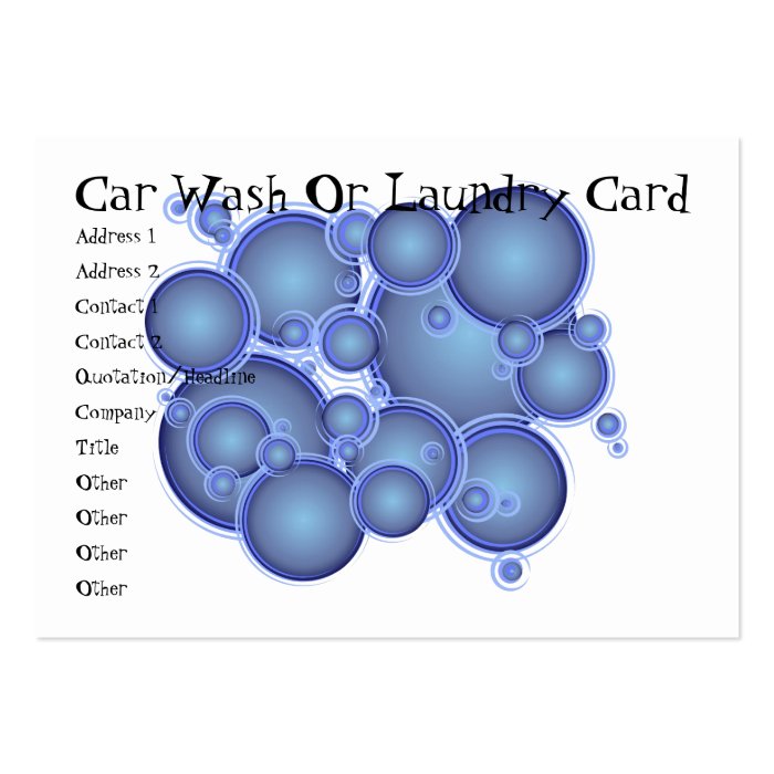 Blue Bubbles Car Wash Or Laundry Card Business Card