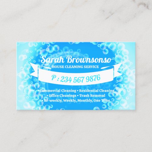 Blue Bubbles Cleaning Car Wash Business Card