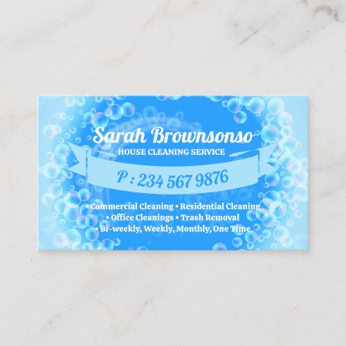 Blue Bubbles Cleaning Wash Spray Business Card