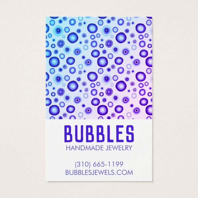 BLUE BUBBLES Earring Necklace Jewelry Display Card (Back)
