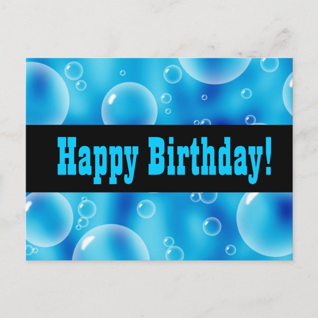 Blue Bubbles Happy Birthday Postcard (Front)