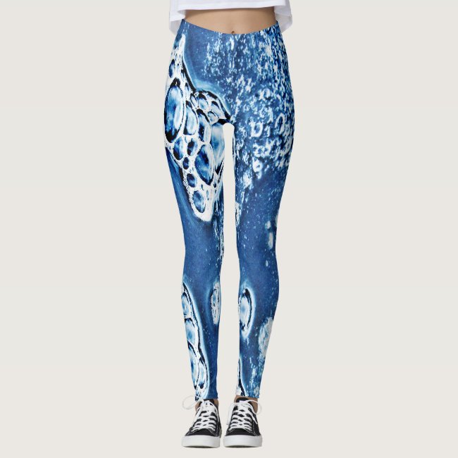 Blue Bubbles Ice and Water Abstract Leggings