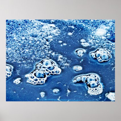 Blue Bubbles Ice and Water Abstract Poster