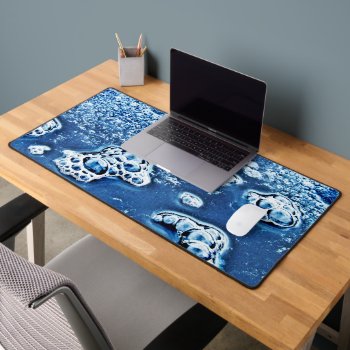 Blue Bubbles Ice And Water Desk Mat by Bebops at Zazzle
