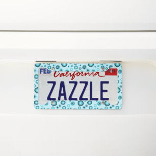 Blue Bubbles Modern Circles Pattern License Plate Frame