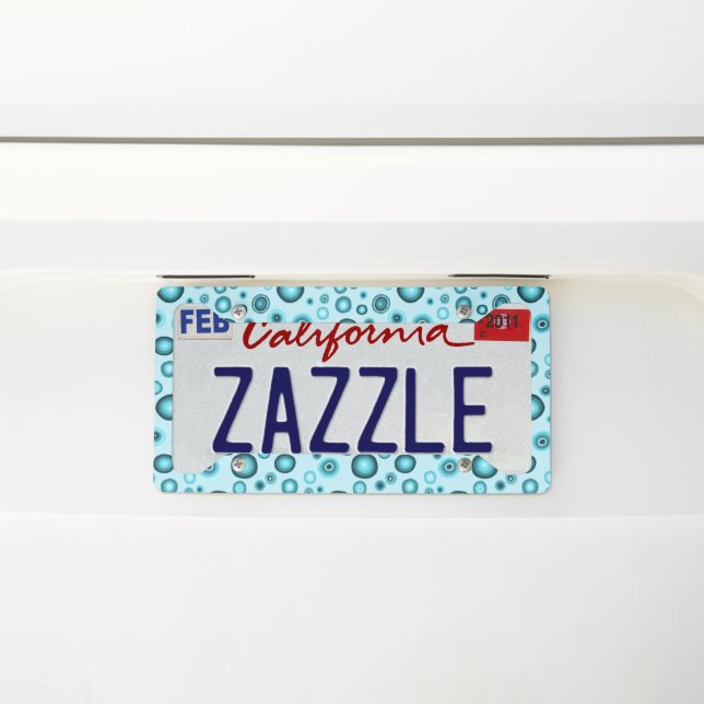 Blue Bubbles Modern Circles Pattern License Plate Frame (On Car)