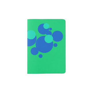 Blue bubbles on leaf green background passport holder