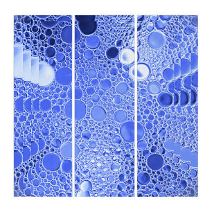 Blue Bubbles Optical Illusion Triptych