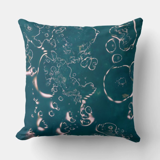 Blue Bubbles Throw Pillow (Front)