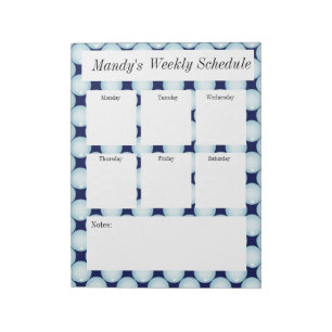 Blue bubbles weekly schedule notes