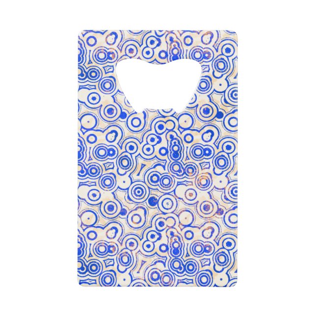 Blue Bubbles with Pink Abstract Credit Card Bottle Opener (Front)