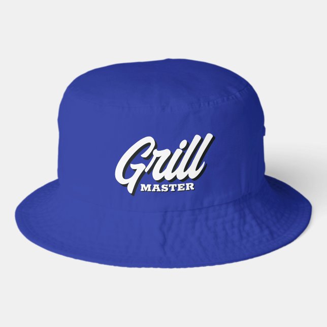Blue bucket hat for BBQ chef aka grill master (Front)