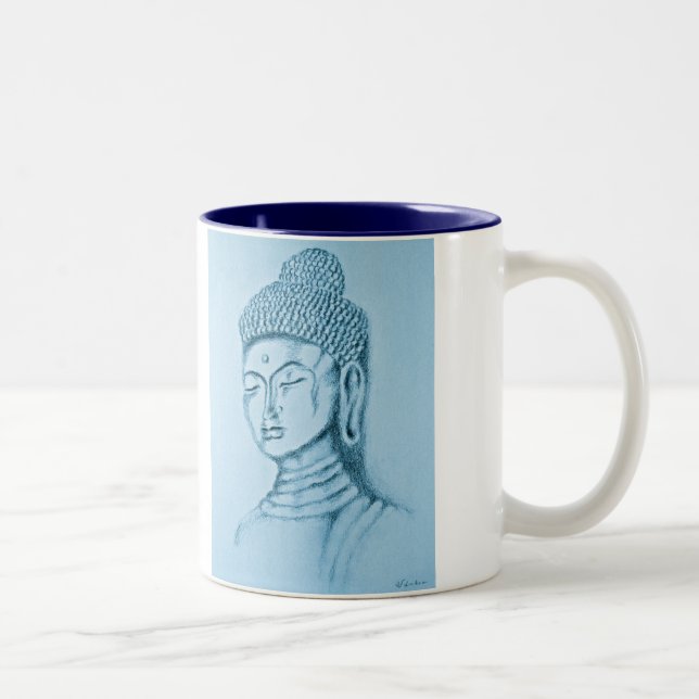 Blue Buddha/Namaste Two-tone Mug (Right)