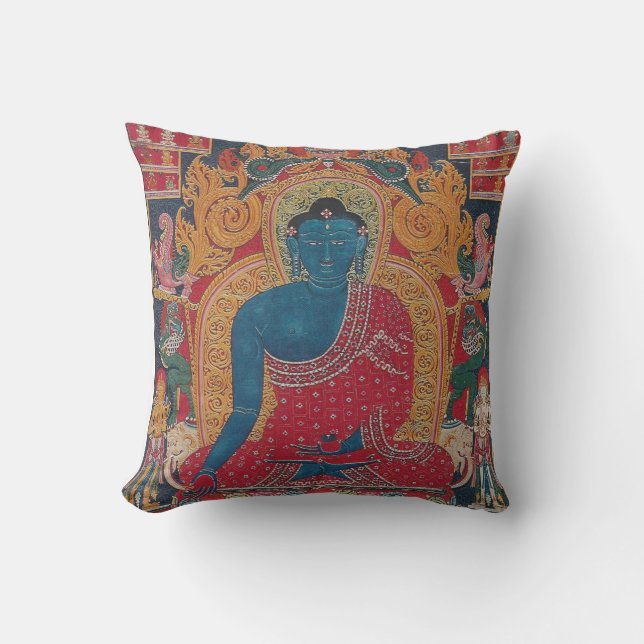 Blue Buddha throw pillow (Front)