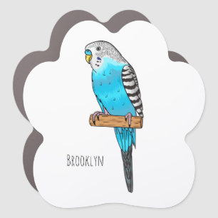 Blue budgerigar bird cartoon illustration car magnet