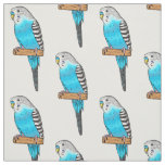 Blue budgerigar bird cartoon illustration fabric