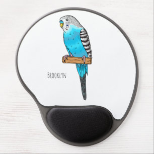 Blue budgerigar bird cartoon illustration gel mouse pad