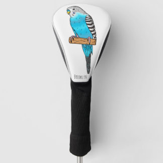 Blue budgerigar bird cartoon illustration golf head cover