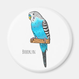 Blue budgerigar bird cartoon illustration magnet