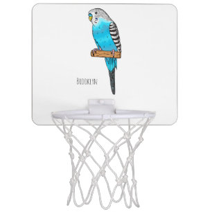 Blue budgerigar bird cartoon illustration  mini basketball hoop
