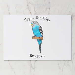 Blue budgerigar bird cartoon illustration paper pad