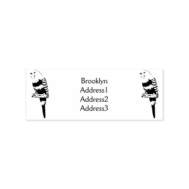 Blue budgerigar bird cartoon illustration rubber stamp (Imprint)