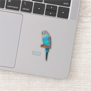 Blue budgerigar bird cartoon illustration sticker