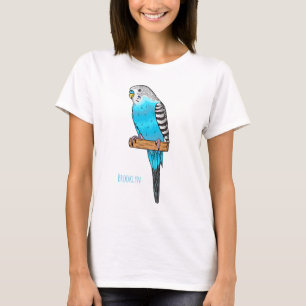 Blue budgerigar bird cartoon illustration T-Shirt