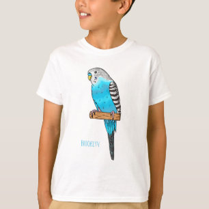 Blue budgerigar bird cartoon illustration T-Shirt