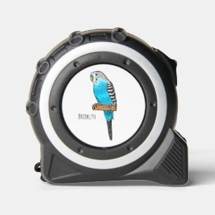 Blue budgerigar bird cartoon illustration tape measure