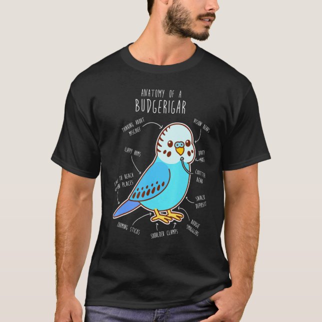 Blue Budgie Anatomy Classic T-Shirt (Front)