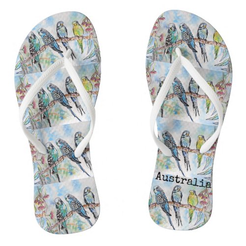 Blue Budgie Australian Bird Birds Budgies Thongs Flip Flops