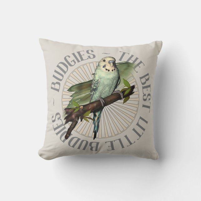 Blue Budgie Best Buddy Throw Pillow (Front)