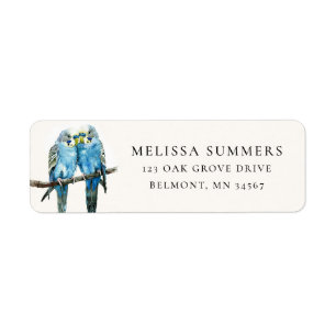 Blue Budgie Bird Pair Label