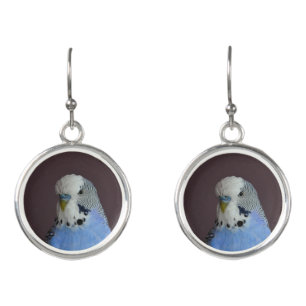 Blue Budgie Bird Parrot Earrings